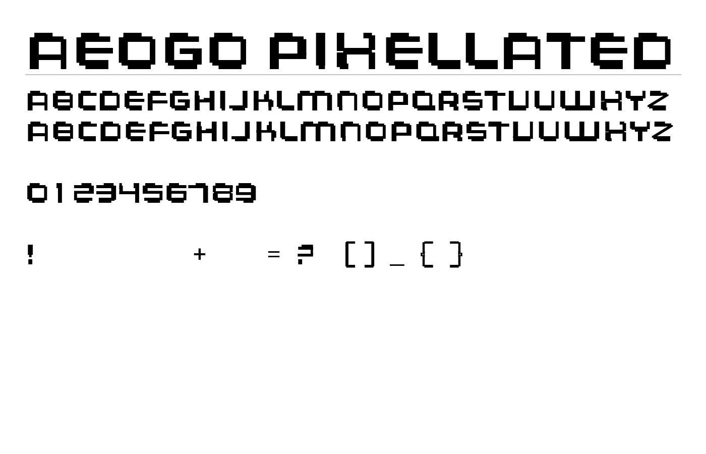 Aeogo Pixellated Font preview