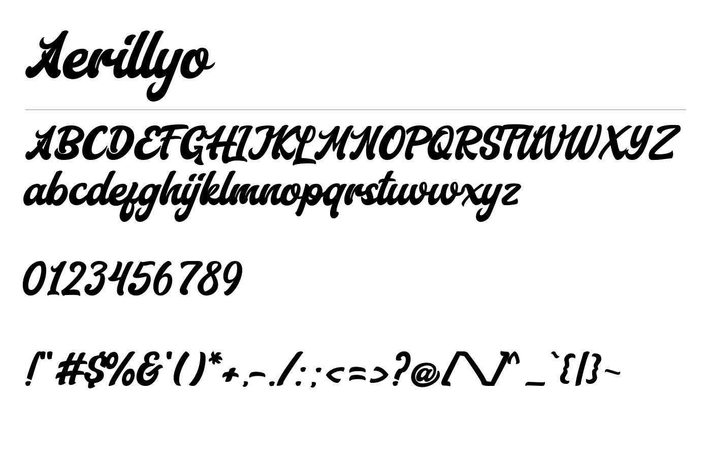 Aerillyo Font preview