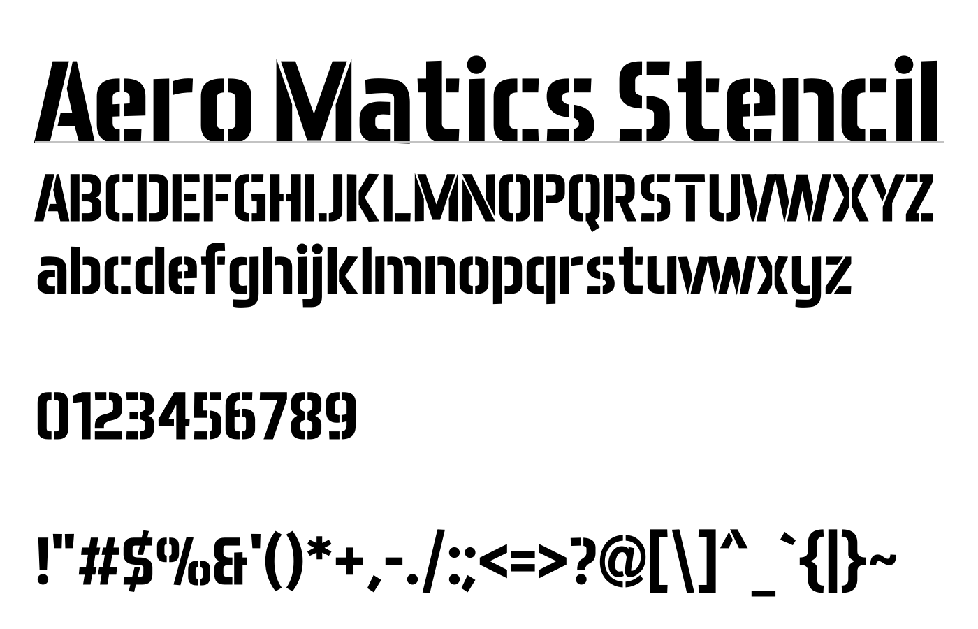 Aero Matics Stencil Font preview