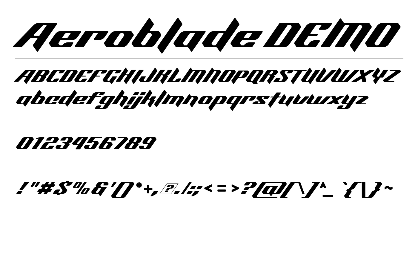 Aeroblade DEMO Font preview