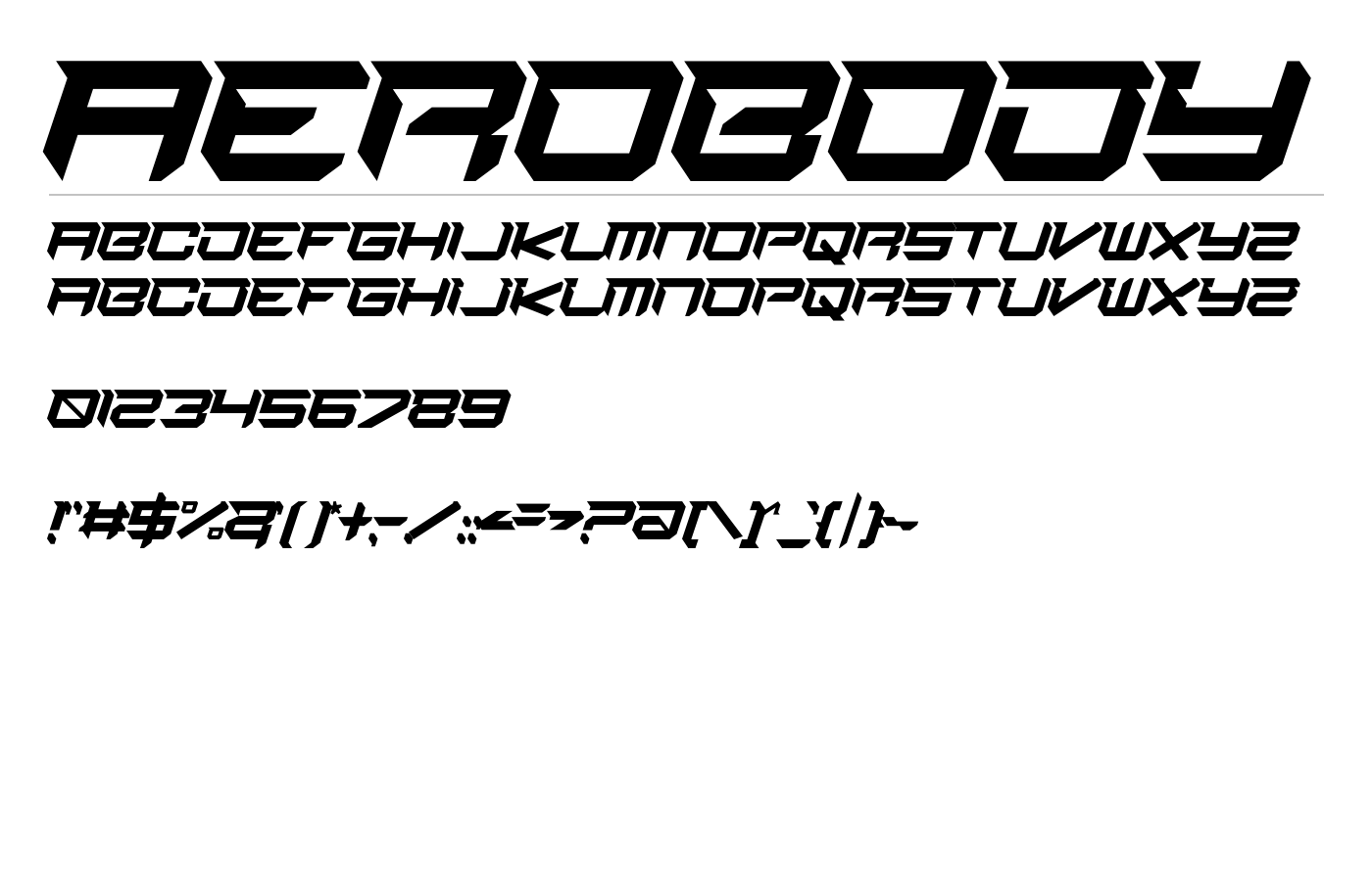 Aerobody Font preview