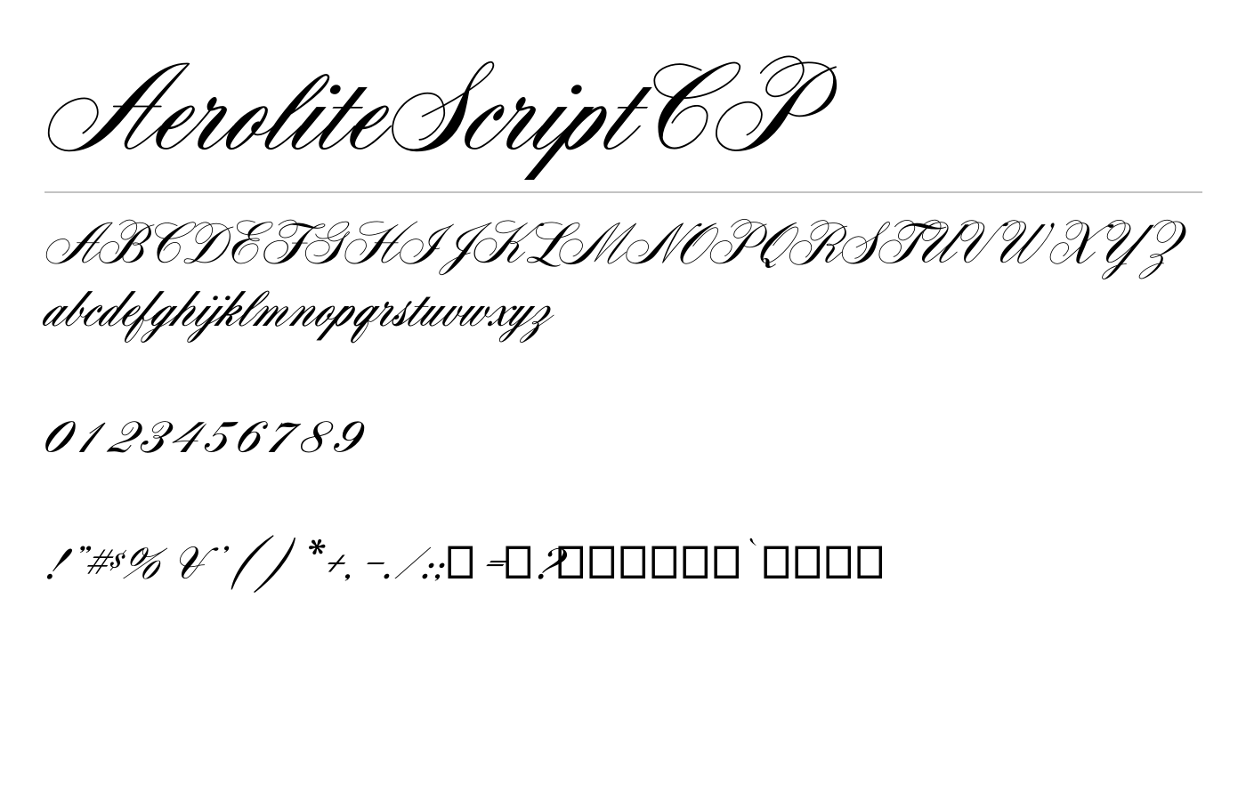 AeroliteScriptCP Font preview