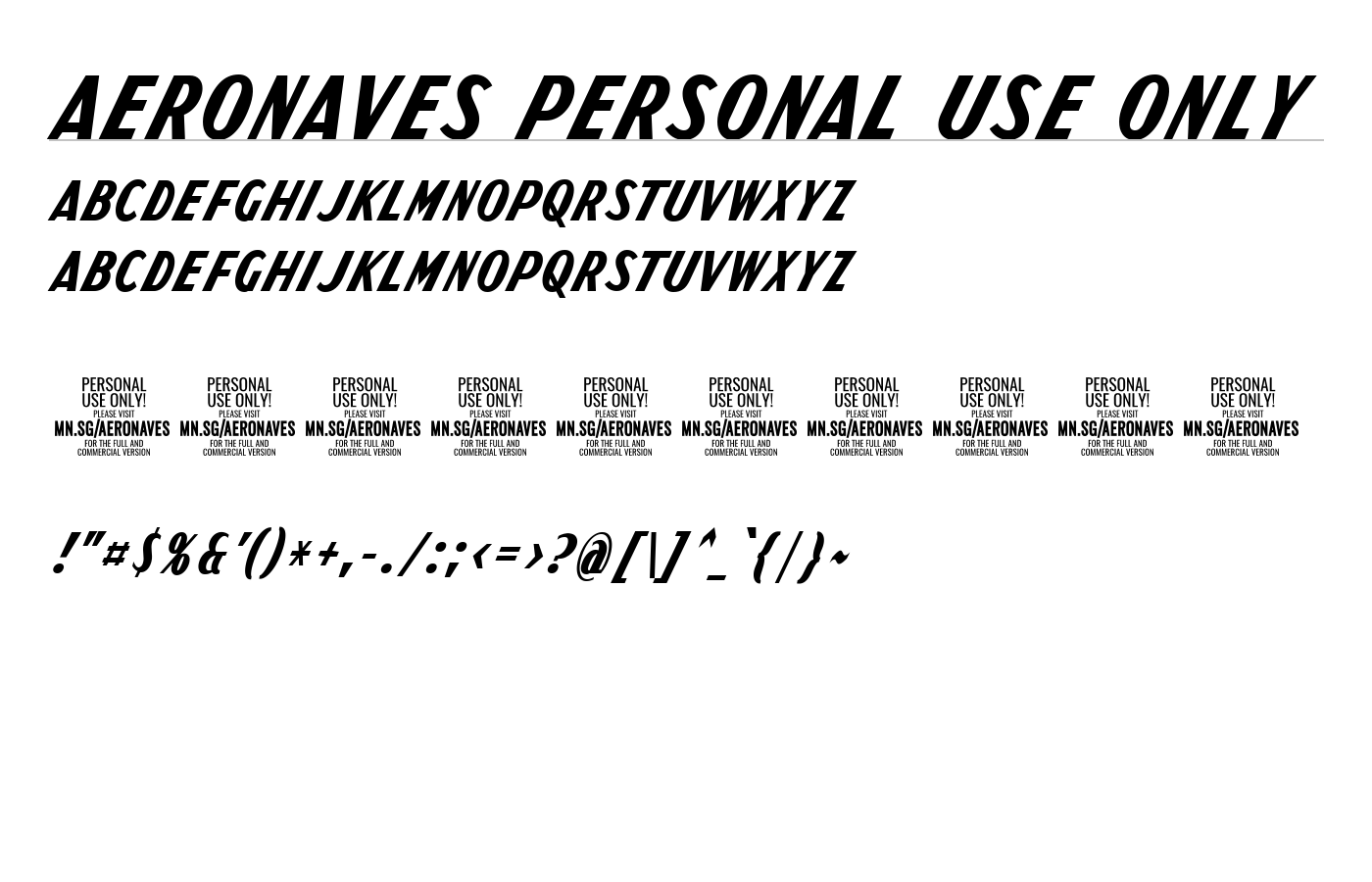 Aeronaves PERSONAL USE ONLY Font preview