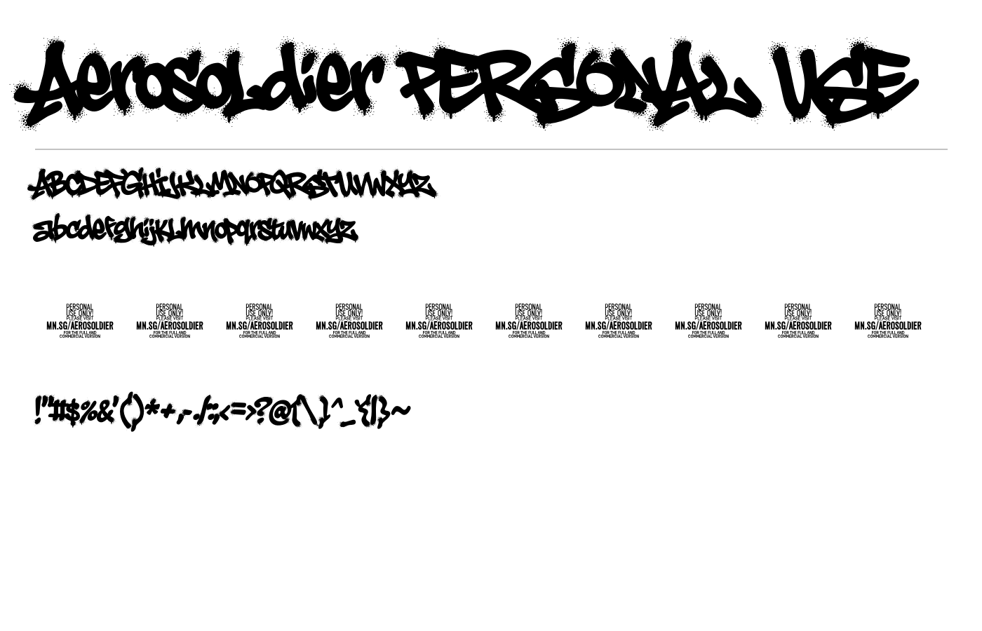 Aerosoldier PERSONAL USE Font preview