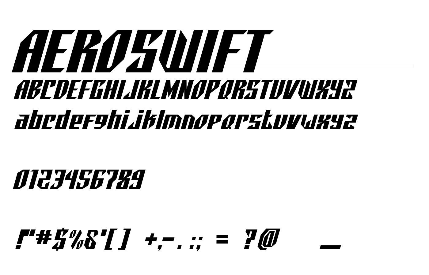 AEROSWIFT Font preview