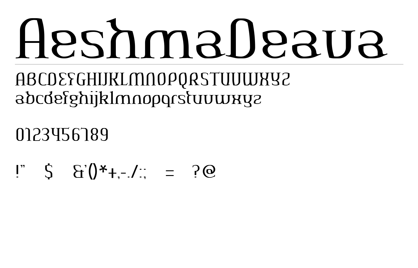 AeshmaDeava Font preview