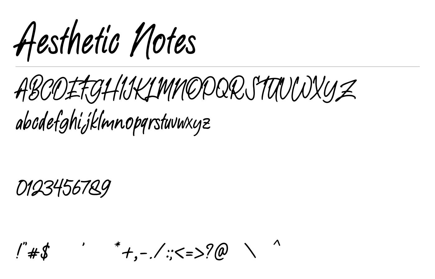 Aesthetic Notes Font preview