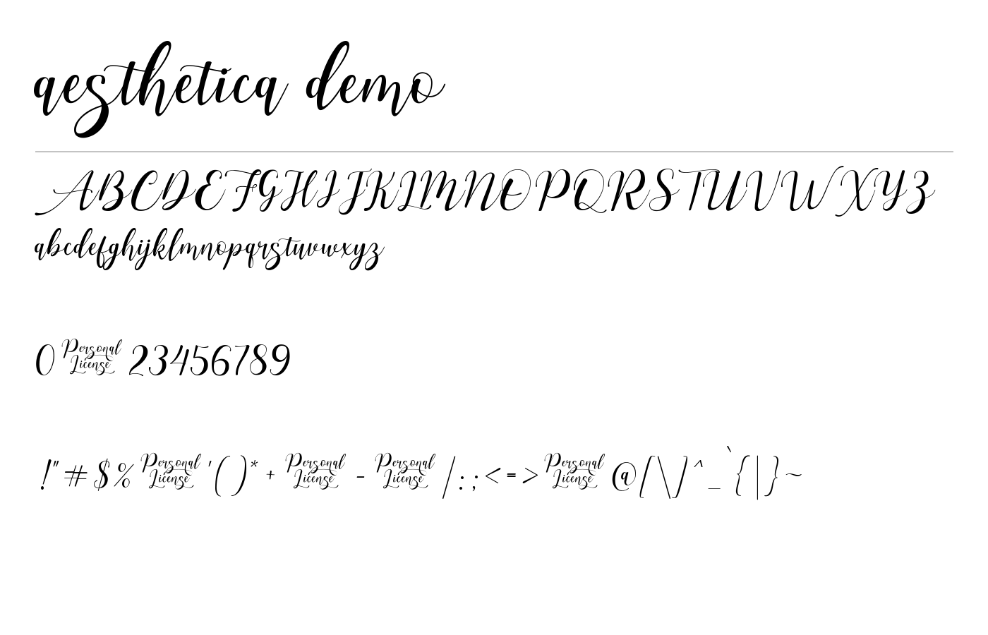 aesthetica demo Font preview