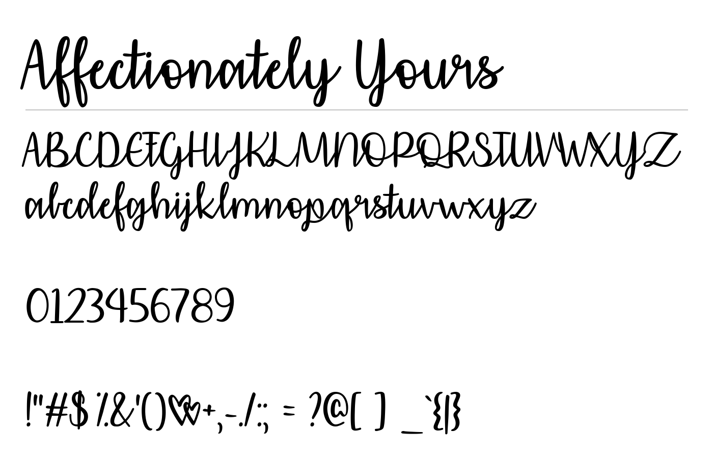 Affectionately Yours Font preview