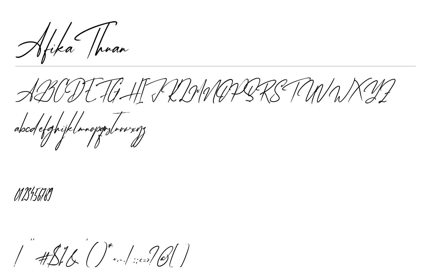 AfikaThuan Font preview