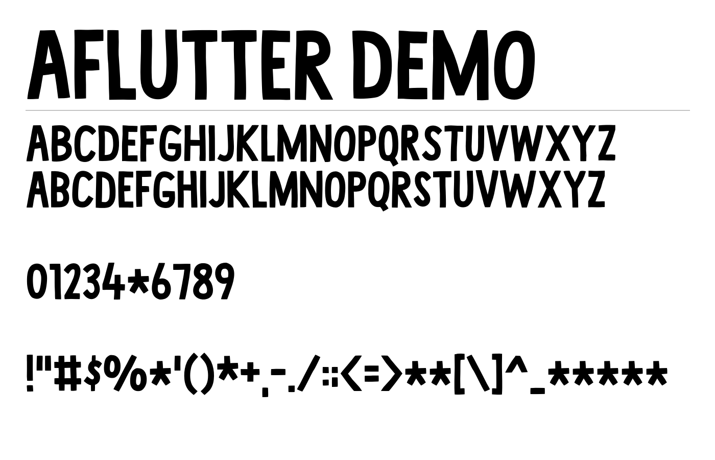 Aflutter DEMO Font preview