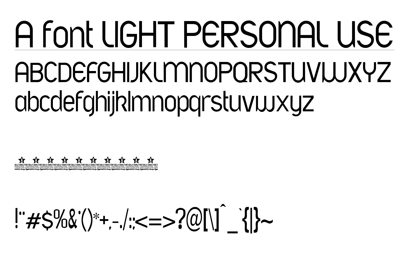 A font LIGHT PERSONAL USE Font preview