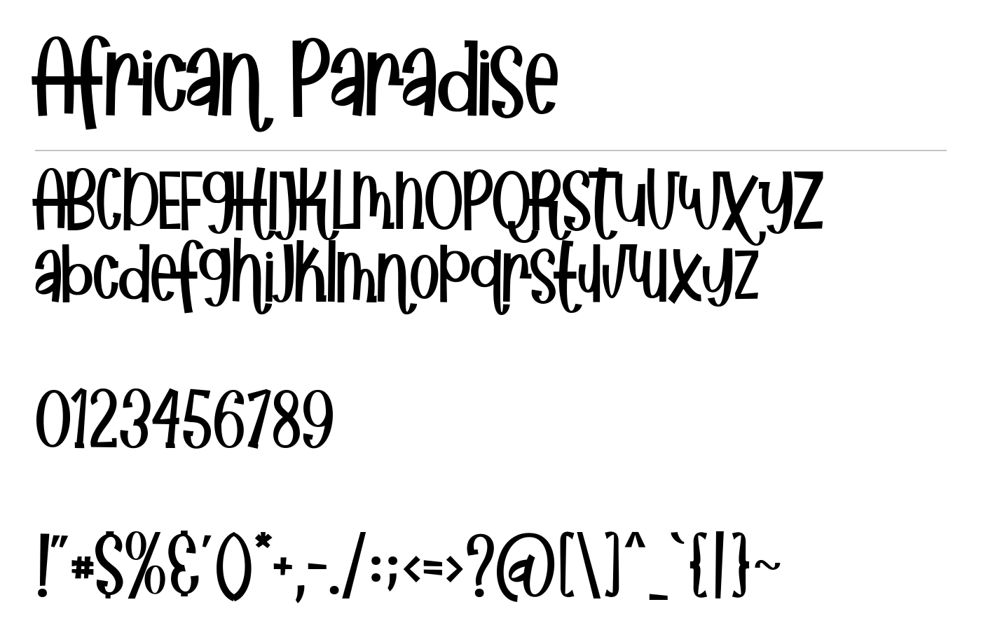 African Paradise Font preview