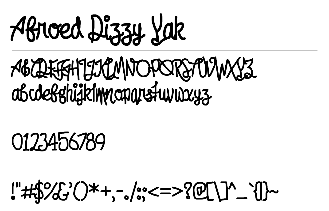Afroed Dizzy Yak Font preview