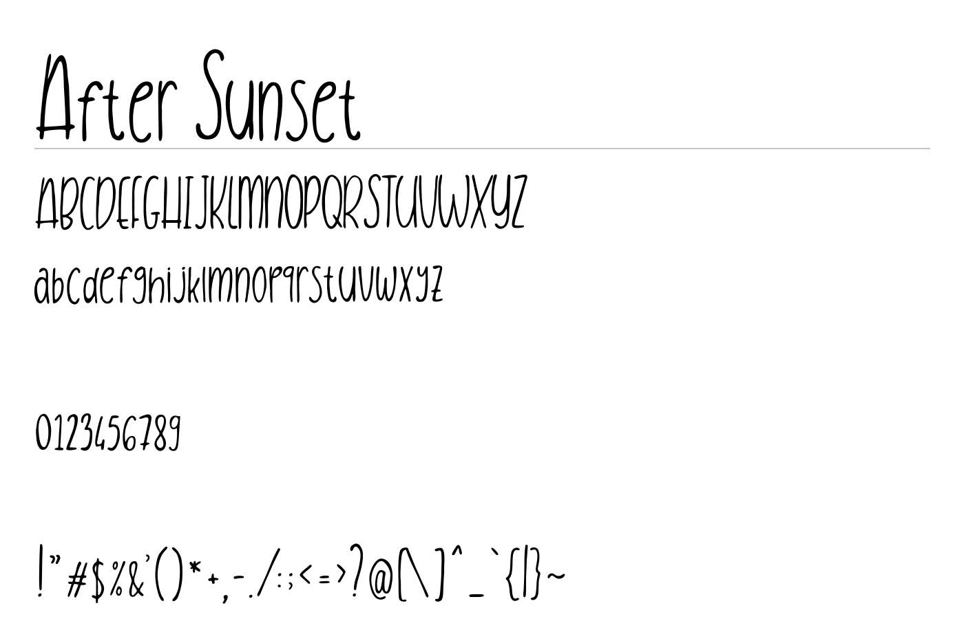 After Sunset Font preview