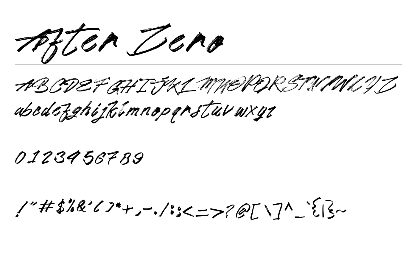 After Zero Font preview