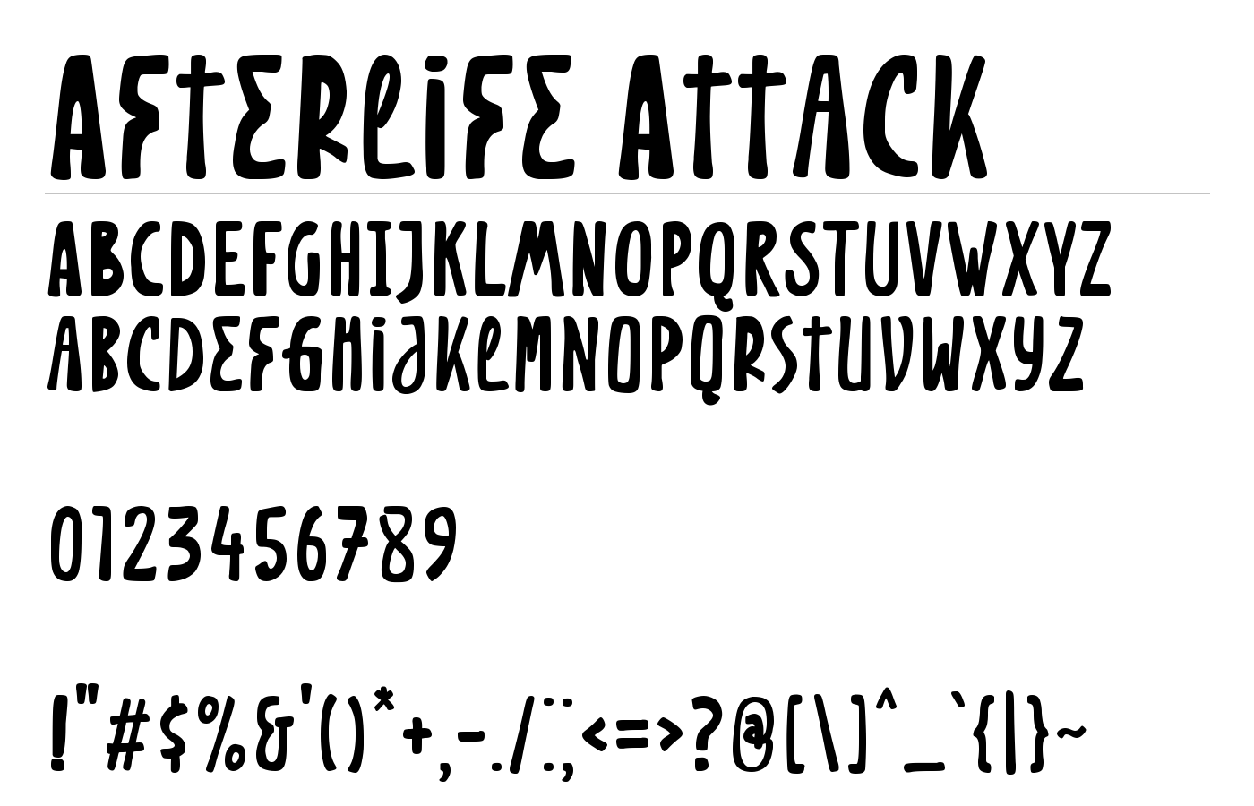 Afterlife Attack Font preview