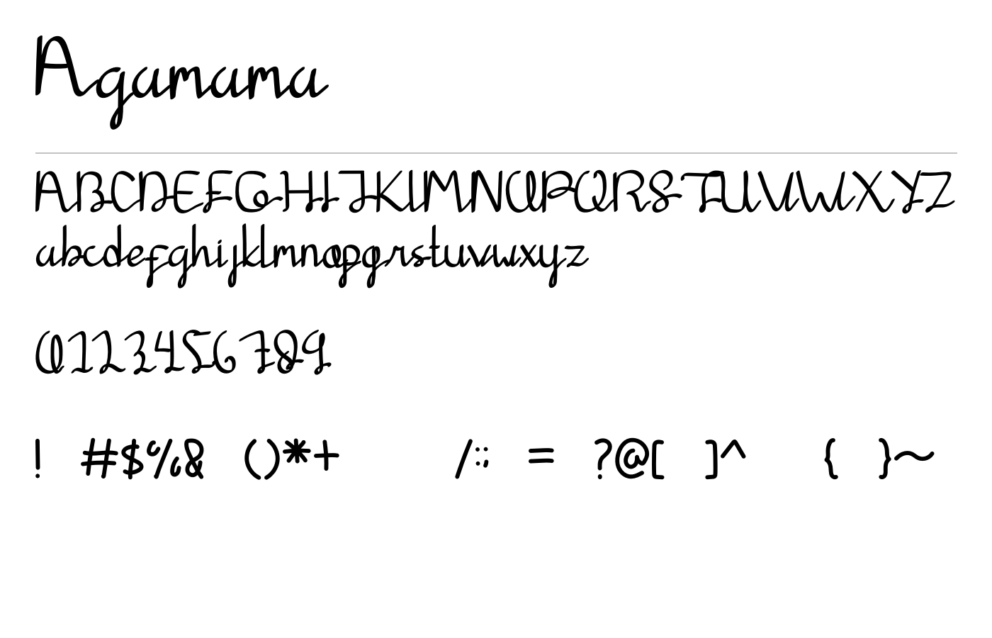 Agamama Font preview