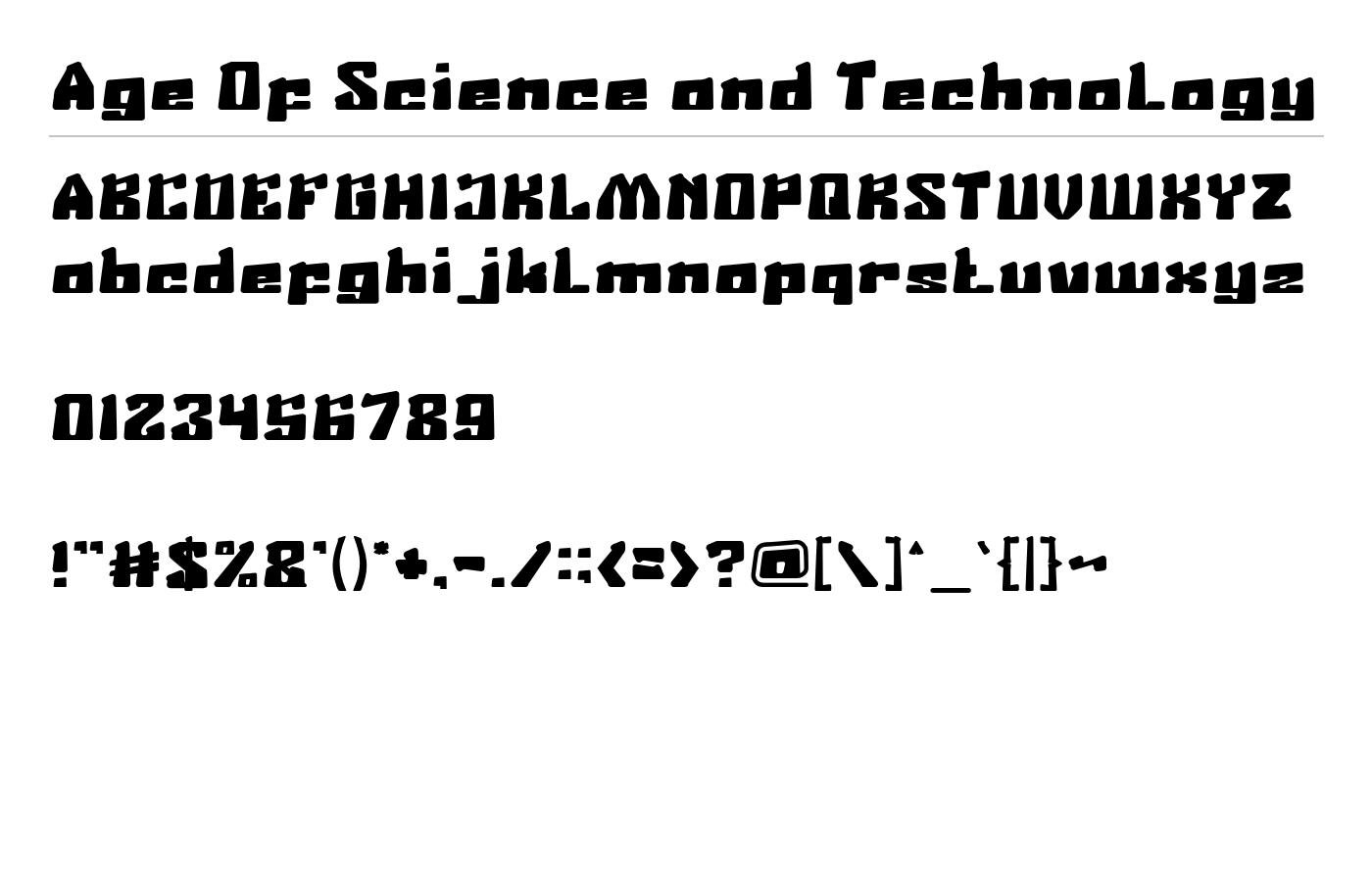 Age Of Science and Technology Font preview