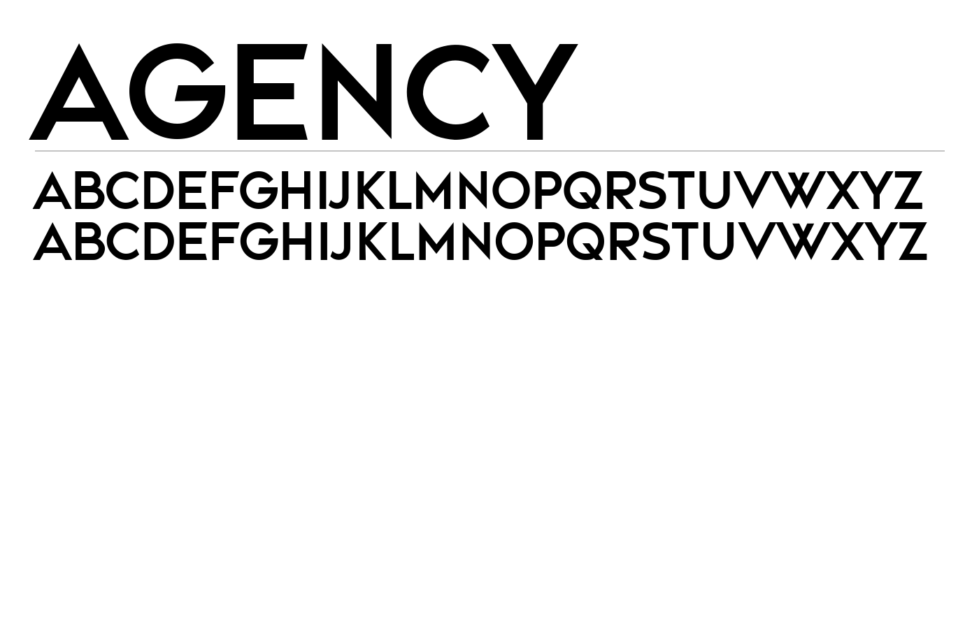 Agency Font preview