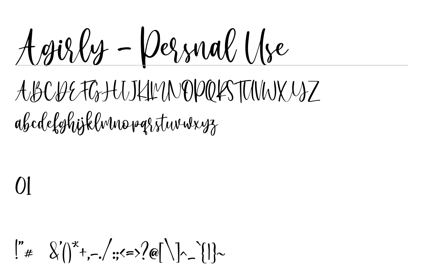 Agirly - Persnal Use Font preview