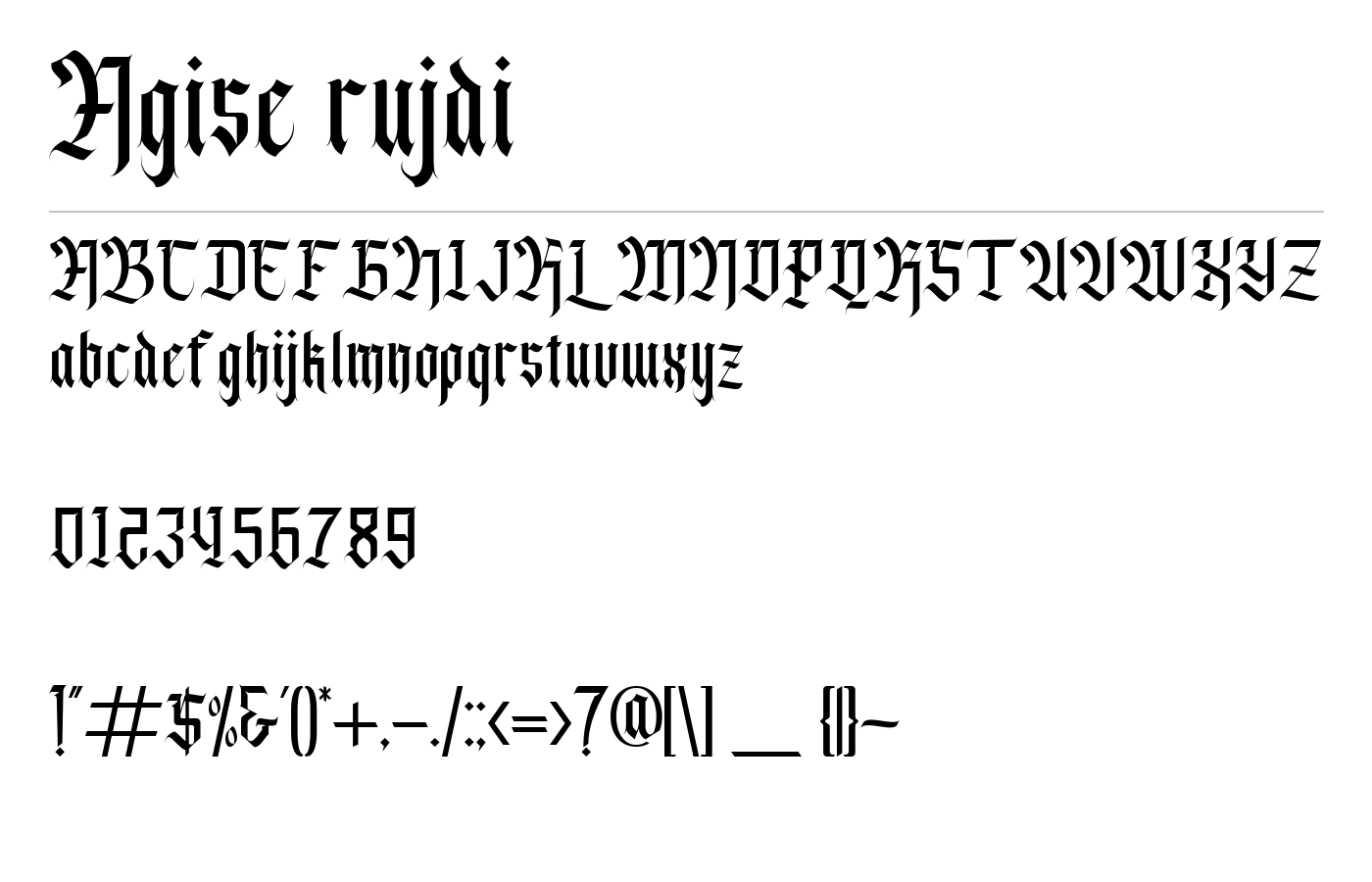 Agise rujdi Font preview