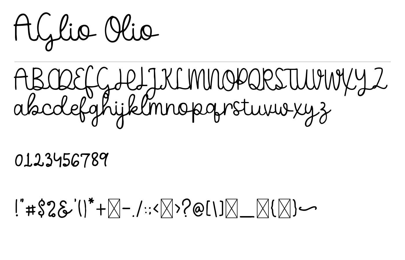 AGlio Olio Font preview