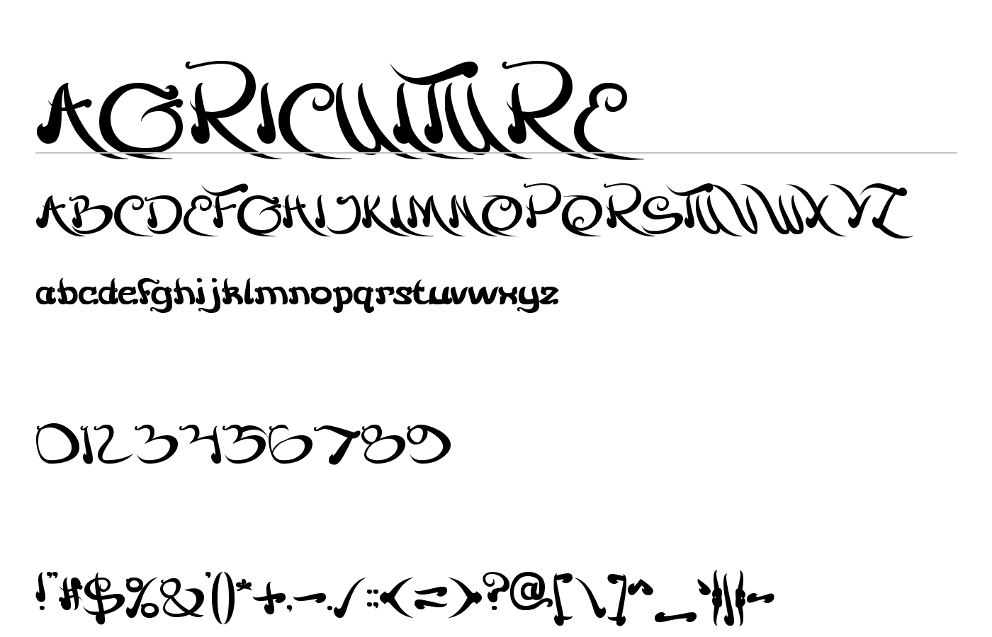 AGRICULTURE Font preview