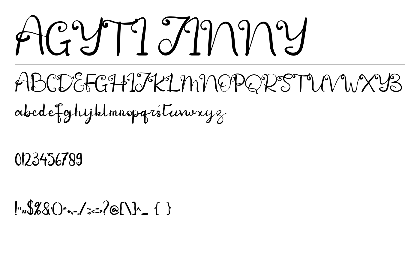 AGYTI JINNY Font preview