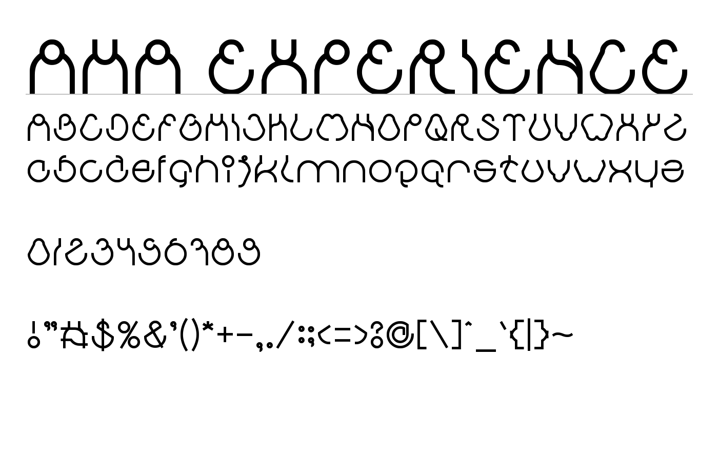 AHA EXPERIENCE Font preview
