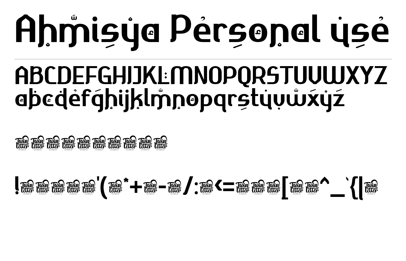 Ahmisya Personal use Font preview