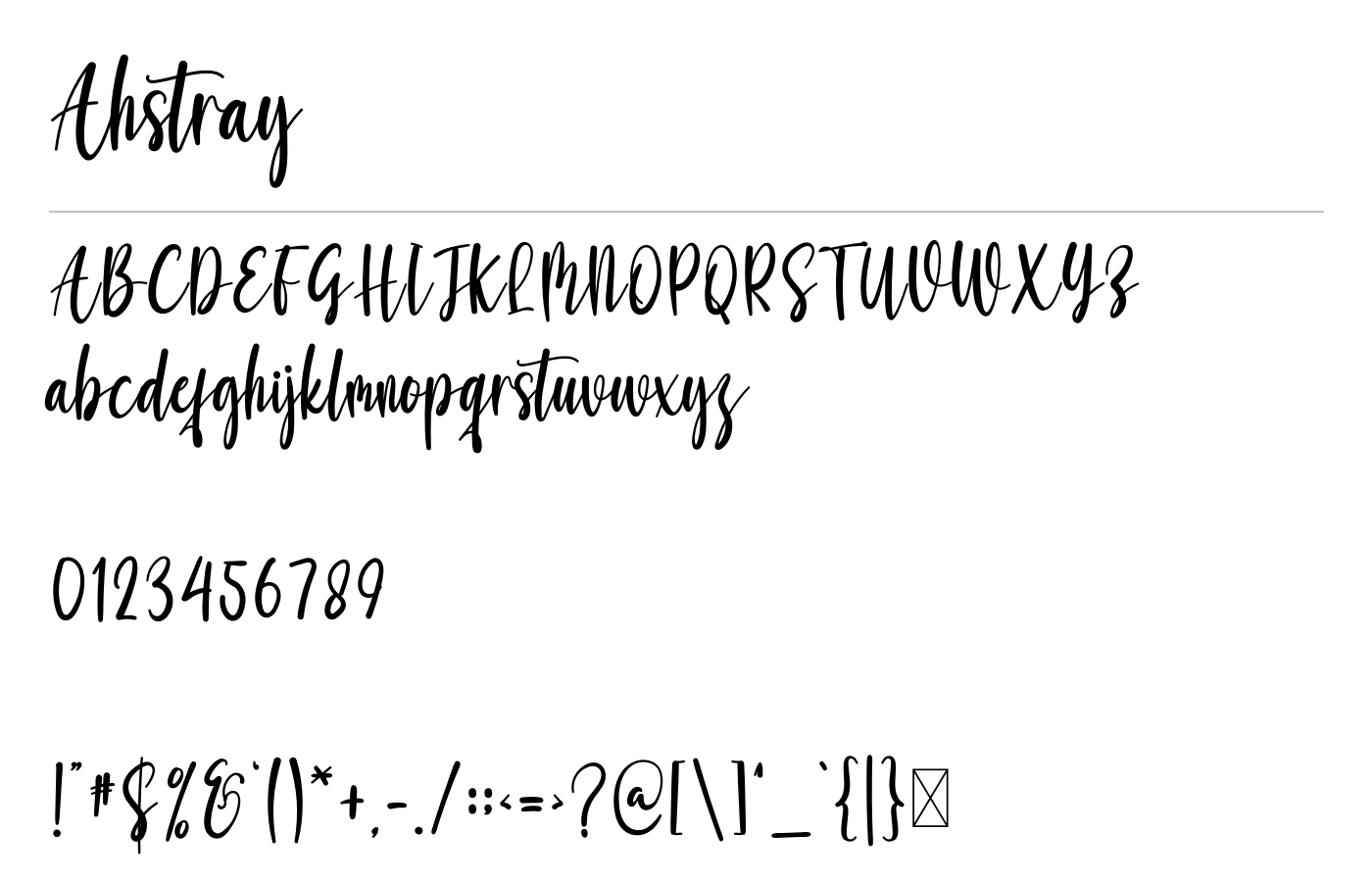 Ahstray Font preview