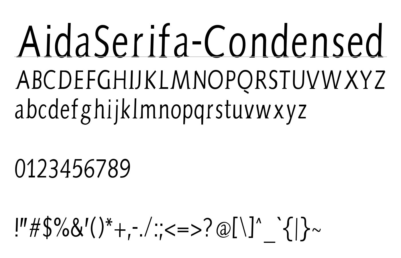 AidaSerifObliqueMedium Font preview