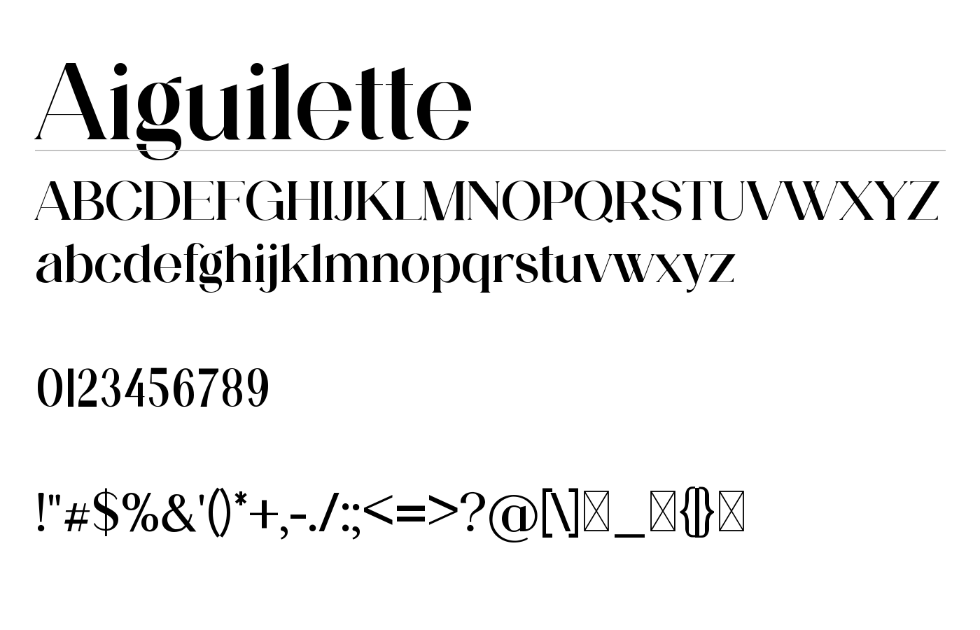 Aiguilette Font preview