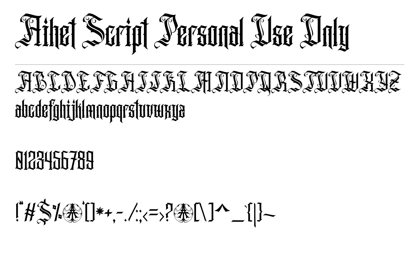 Aihet Script Personal Use Only Font preview