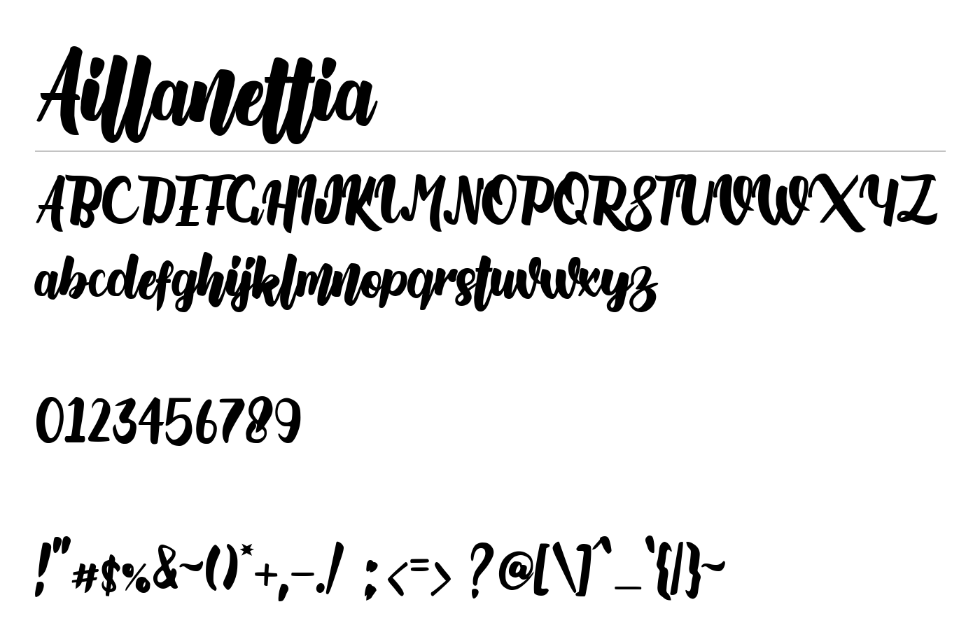Aillanettia Font preview