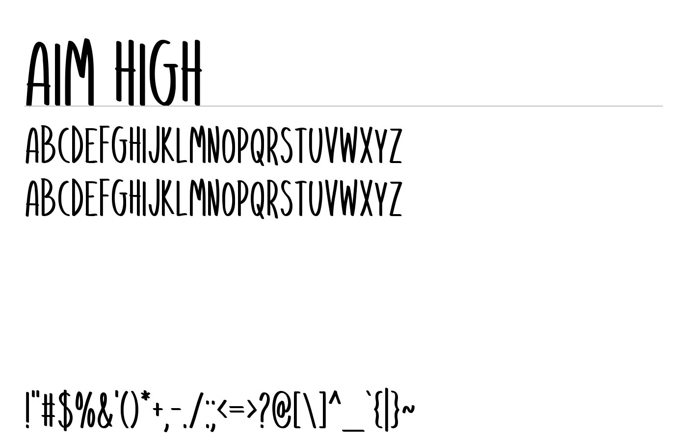 Aim High Font preview