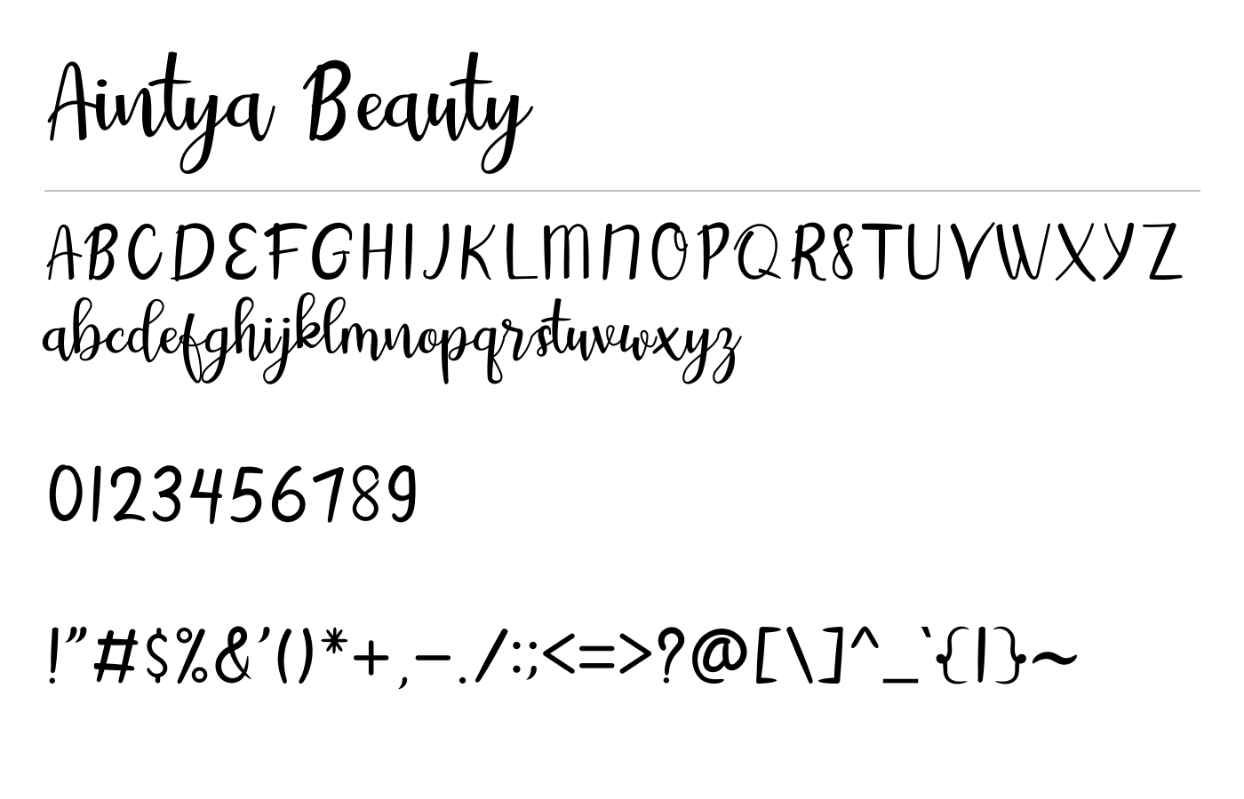 Aintya Beauty Font preview