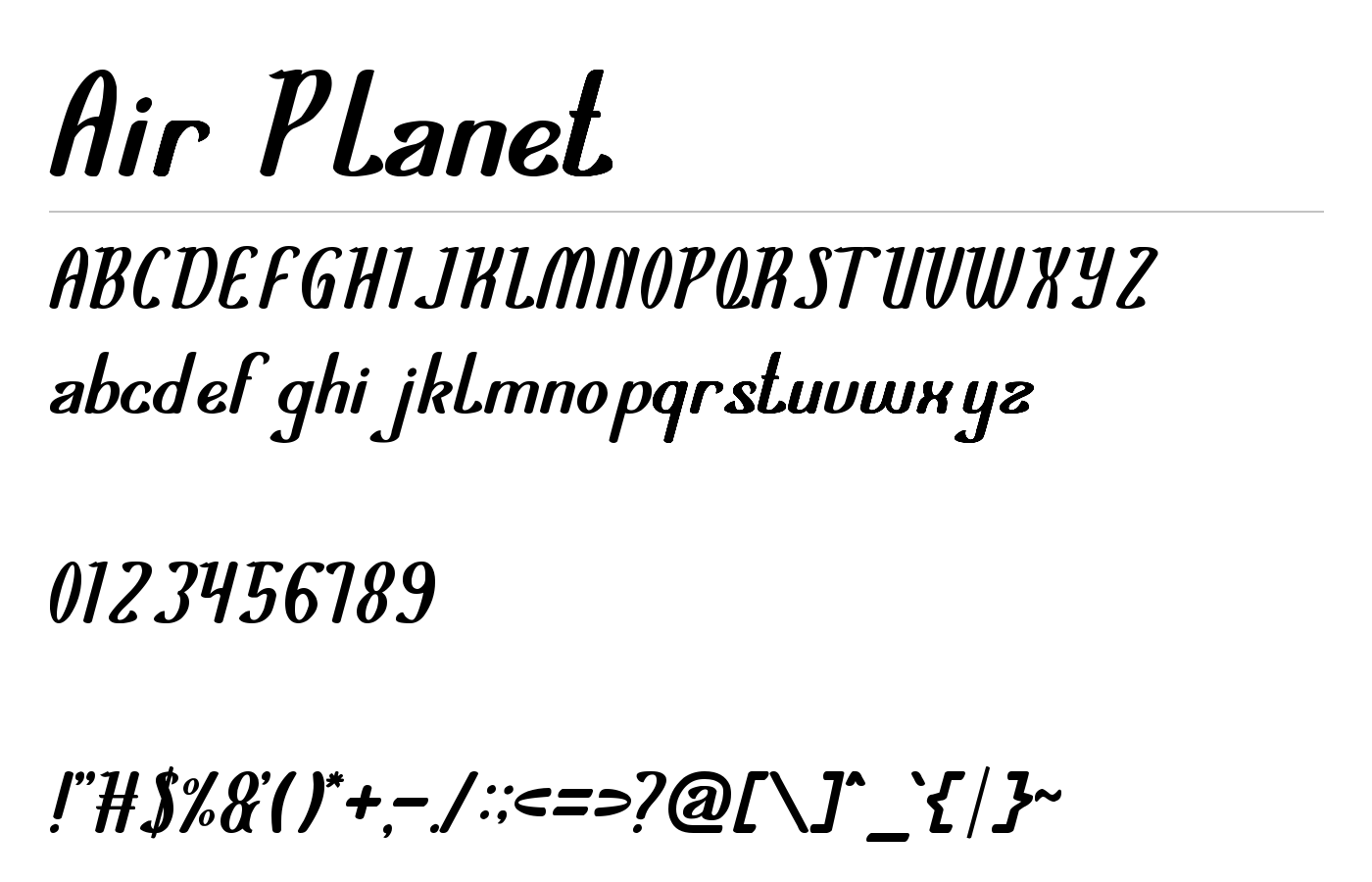 Air Planet Font preview