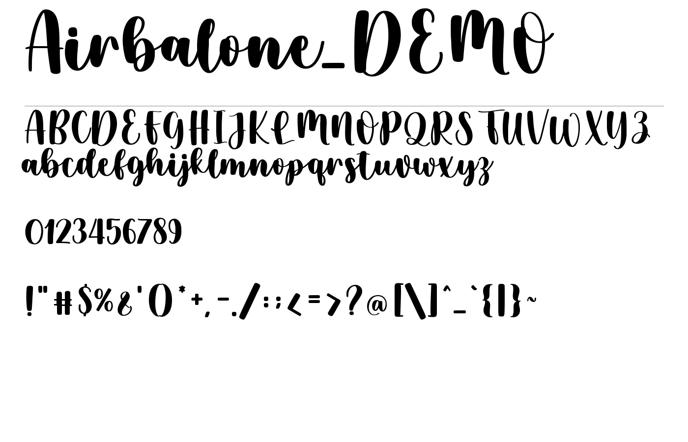 Airbalone_DEMO Font preview