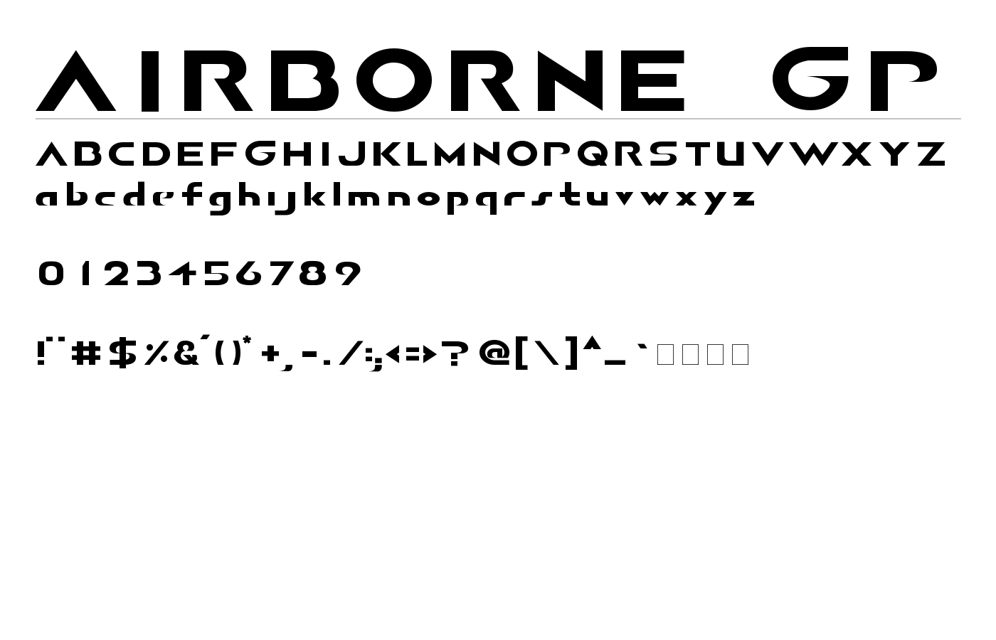 AIRBORNE GP Font preview