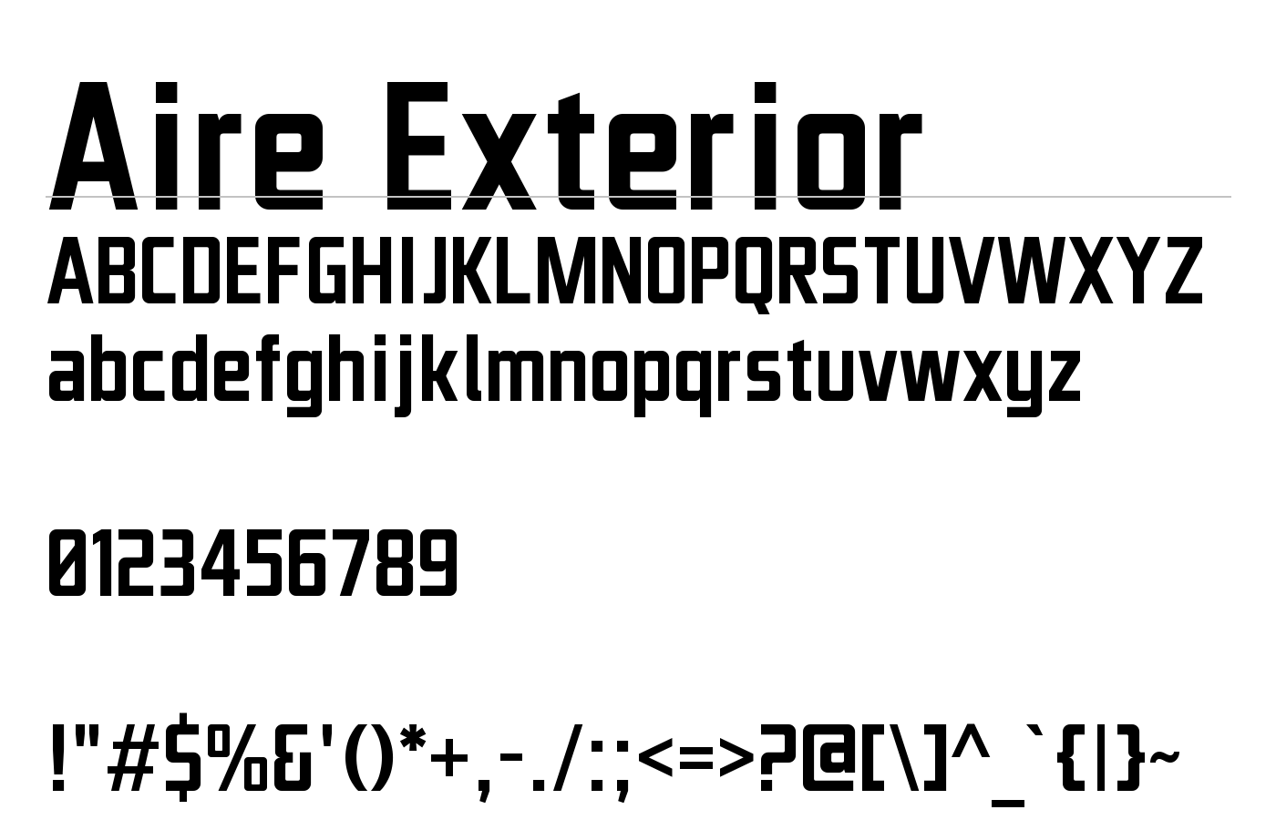 Aire Exterior Font preview