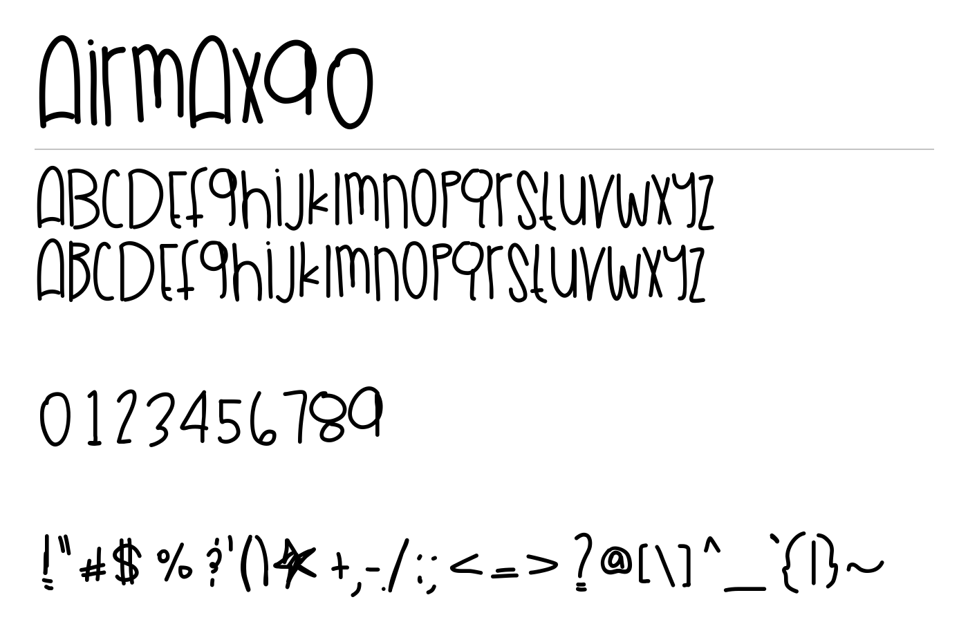 AirMax90 Font preview