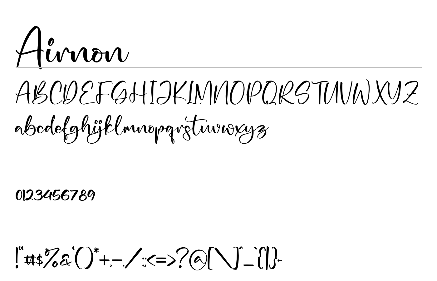 Airnon Font preview