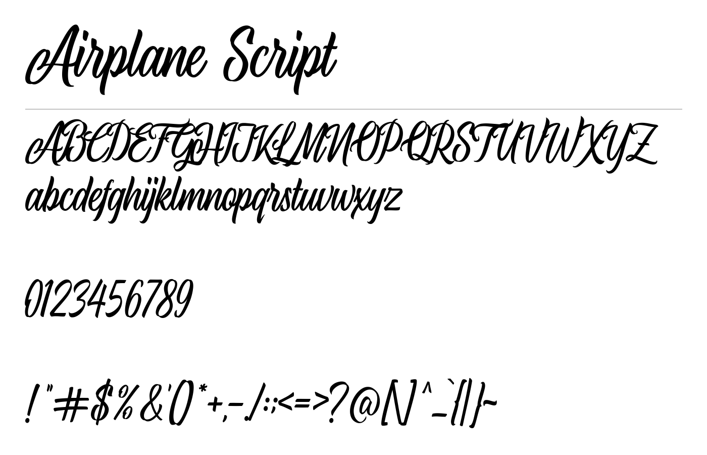 Airplane Script Font preview