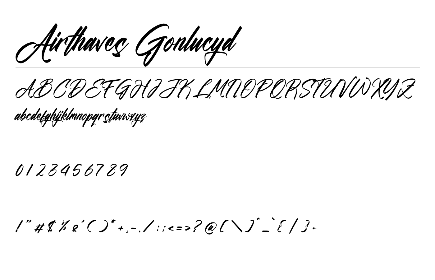 Airthaves Gonlucyd Font preview