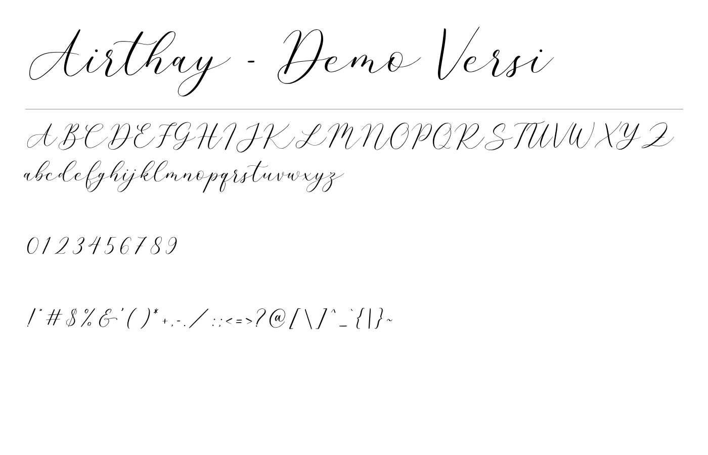 Airthay - Demo Versi Font preview