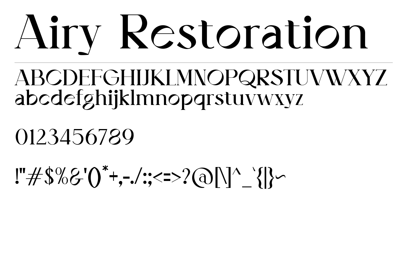 Airy Restoration Font preview