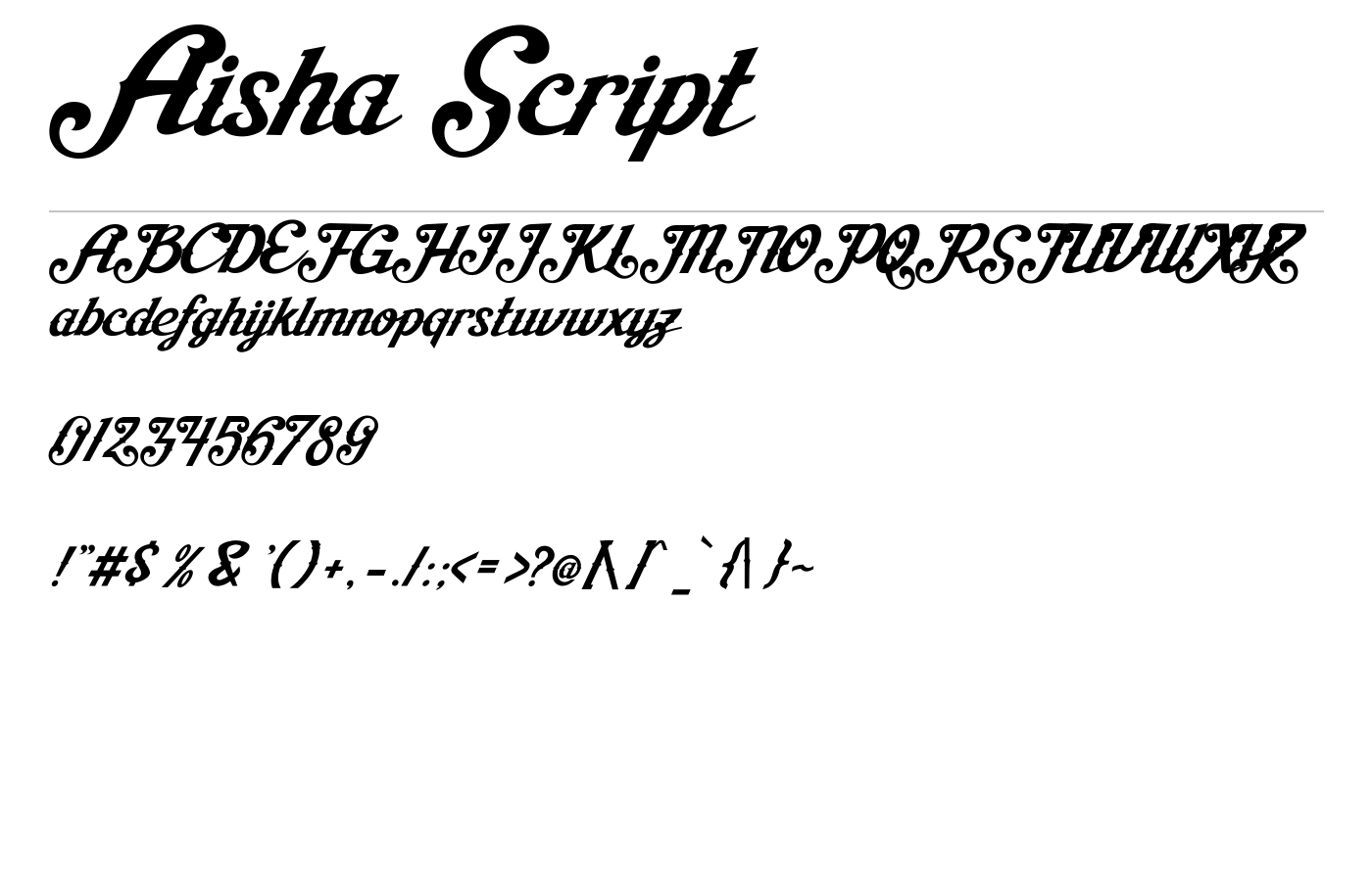 Aisha Script Font preview