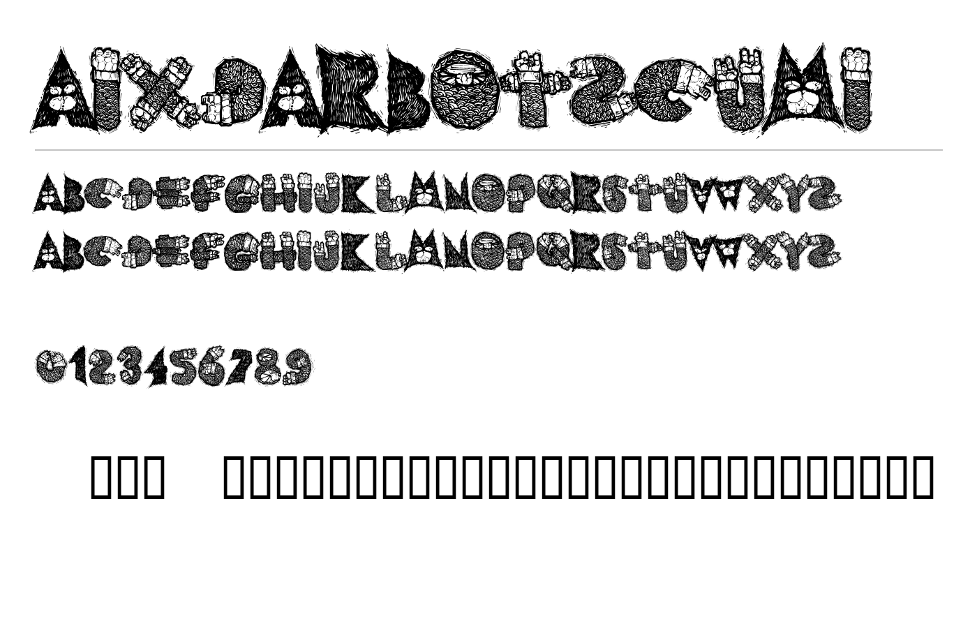 AIxDARBOTZCUMI Font preview